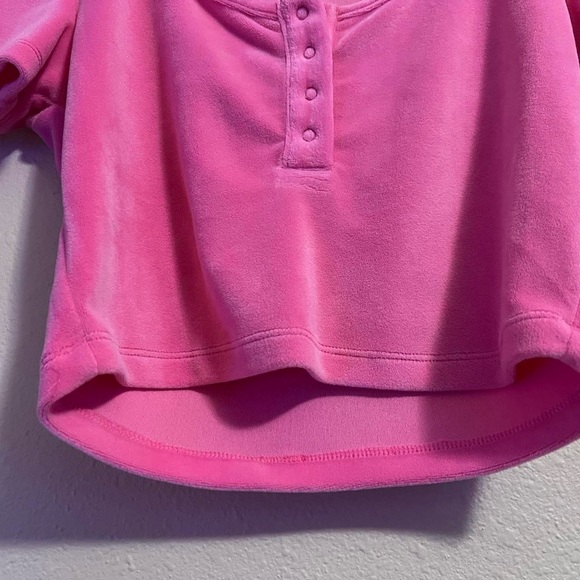 Lazy Oaf Waste of Time pink velour lounge top button cozy crop shirt RARE lolita - Picture 7 of 8